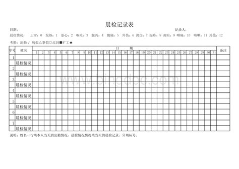 学校食堂服务人员晨检记录表xls 冰点文库