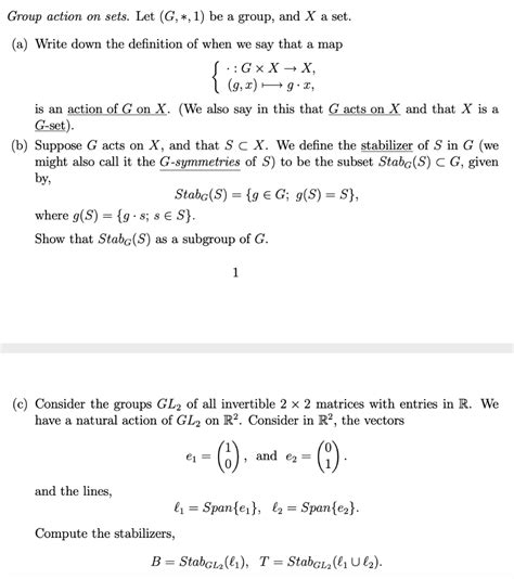 Solved Group Action On Sets Let G 1 Be A Group And X A Chegg