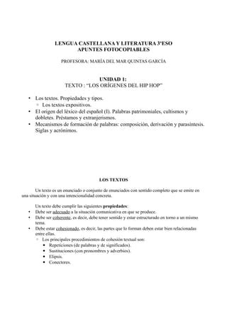 Unidad Lengua Castellana Y Literatura Eso Pdf