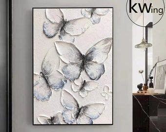 Texture Butterfly Acrylic Painting Abstract White Painting White Art