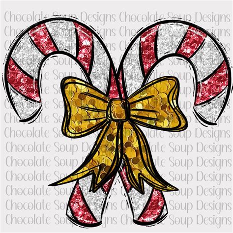 Sequin Candy Canes Png Christmas Candy Canes Gold Bow Png Traditional