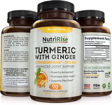 Turmeric Curcumin Supplement With Ginger And Bioperine Black Pepper Extract Best Joint Pain