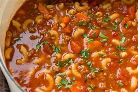 Beefy Tomato Soup With Macaroni Sesame Lane