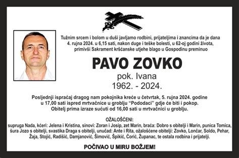 Preminuo Pavo Zovko Brotnjo info Čitluk Međugorje Hercegovina