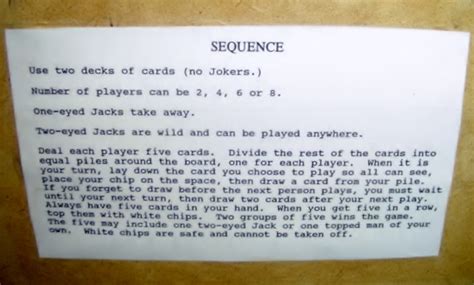 Sequence Board Game Instructions