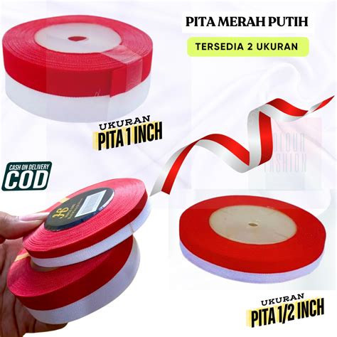 Pita Merah Putih Satin Berbagai Ukuran Import Merk EAGLE Pita Merah