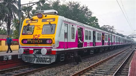 Brand New Pink Colored MEDHA EMU Train Arriving Departing Quickly