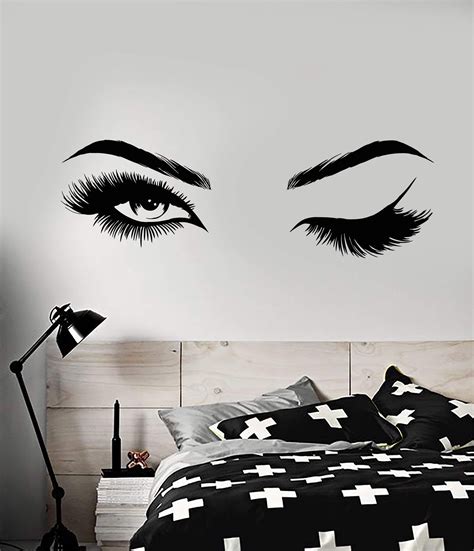 Vinyl Wall Decal Sexy Girl Eyes Eyelashes Wink Beauty Salon Stickers