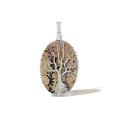 Natural Dendrite Limestone Pendant 925 Sterling Silver Tree Etsy