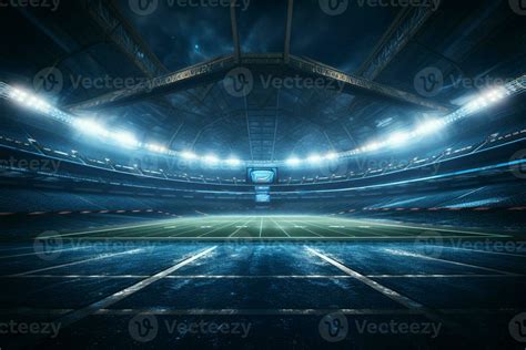 Soccer Stadium At Night With Lights And Flares D Rendering Ai