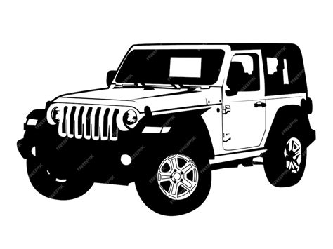 Premium Vector Jeep Car Silhouette Black And White Illustration In Retro Style