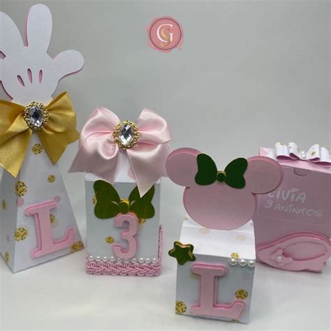 Kit Personalizados Minnie Rosa E Dourado Luxo Lembrancinhas