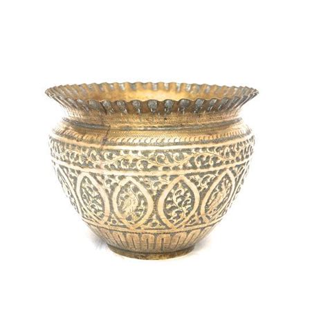 Vintage Indian Brass Planter Antique Brass Planter Indoor Plant Pot Round Plant Container