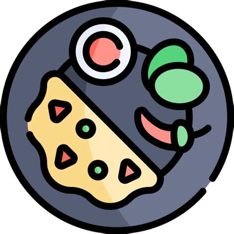 Icono De Tortilla Kawaii Lineal Color