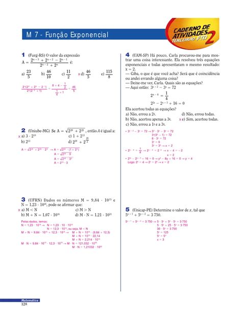 Exercícios Resolvidos De Matemática Função Exponencial Pdf Celsius