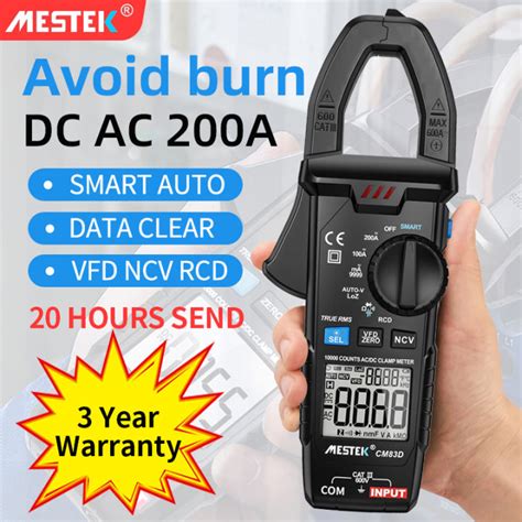 Mestek Digital Clamp Meter True Rms Dc Ac Current V Ncv