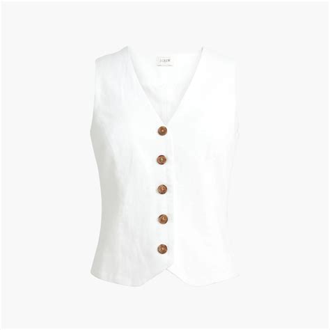 Factory Button Front Linen Blend Vest For Women