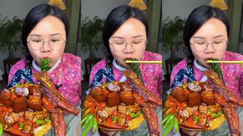 Asmr Mukbang Eating Show Roasted Pork Rice Roasted Vegetable Yummy