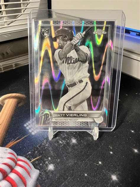 Topps Chrome Sonic Matt Vierling Black And White Raywave Rc Rookie