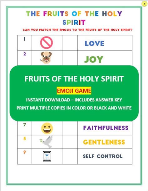 Bible Fruits Of The Holy Spirit Emoji Game Printable Fruit Of Holy