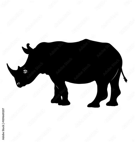 rhino silhouette. black and white vector image Stock Vector | Adobe Stock