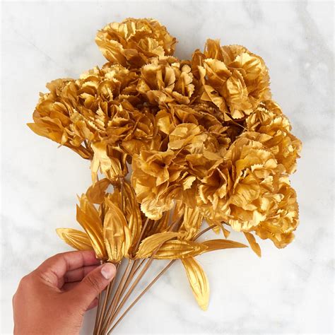 Metallic Gold Carnation Bush Bushes Bouquets Floral Supplies