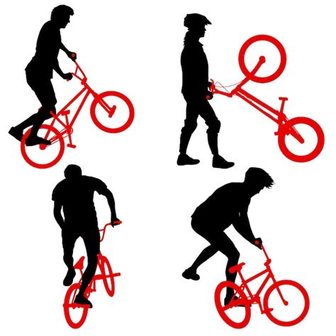 Premium Vector Set Silhouette Of A Cyclist Male On White Background