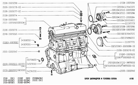 Блок цилиндров и головка блока ВАЗ-2112 (Чертеж № 74: список деталей ...