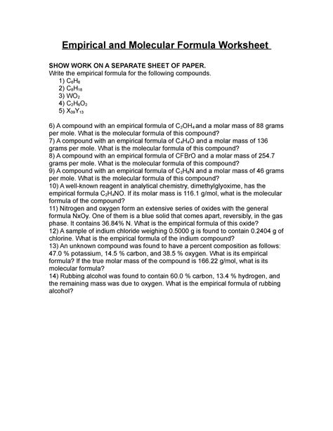 1 Empirical And Molecular Formula 1 Empirical And Molecular