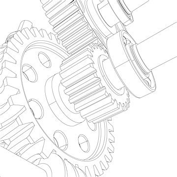 Gears With Bearings And Shafts Vector Gear Drawing Sketch Vector Gear