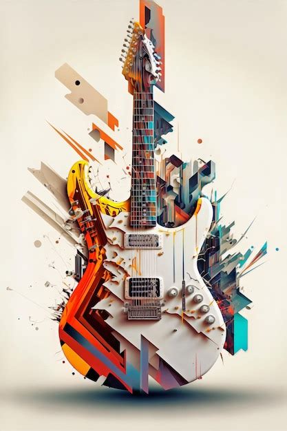 Guitarra eléctrica y creación musical melodía y canción cartel para