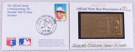 Babe Ruth Le Hall Of Fame Gold Stamp With Hall Of Fame Induction Coa Pristine Auction