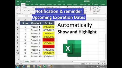 How To Create Notifications Or Reminders Automatically In Excel Youtube