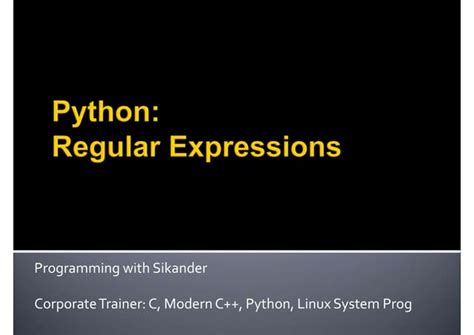 Python Regular Expression Ppt