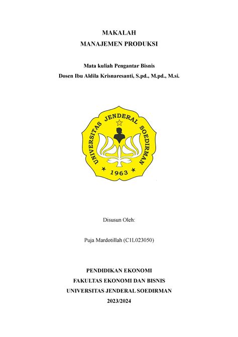 Makalah Manajemen Produksi Makalah Manajemen Produksi Mata Kuliah Pengantar Bisnis Dosen Ibu