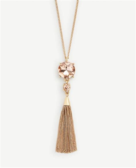 Ann Taylor Crystal Chain Tassel Necklace Crystal Chain Chain Tassel Necklace