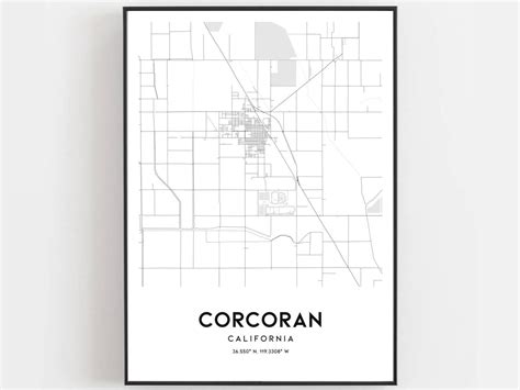 Corcoran Map Print Corcoran Map Poster Wall Art Ca City Map | Etsy