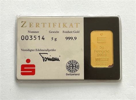 5 Gramm Kinebar Goud 999 Argor Heraeus Seal Catawiki