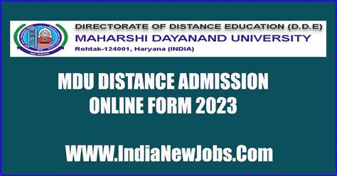 MDU Distance Admission 2023 Rohtak Best Online Form