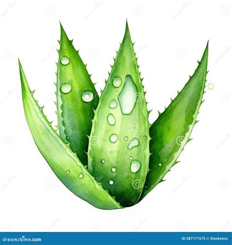 Green Aloe Vera Watercolour Illustration With Realistic Oil Portraits