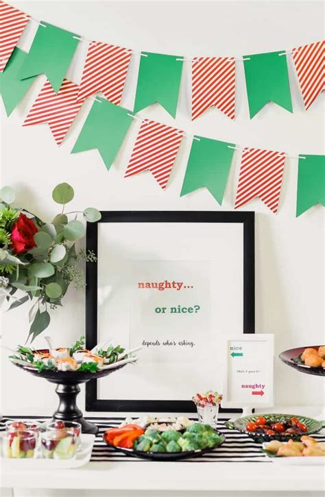 Naughty Or Nice Christmas Party Ideas Food Photos Printable Signs