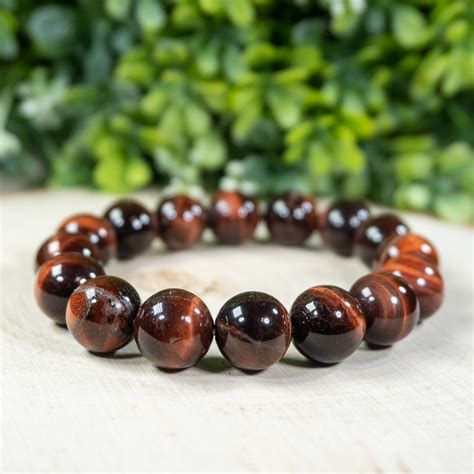 Red Tiger Eye Stretch Bracelet 12mm The Crystal Council