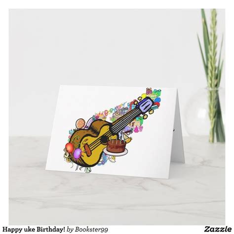 Happy Uke Birthday Card Zazzle Custom Greeting Cards Ukulele