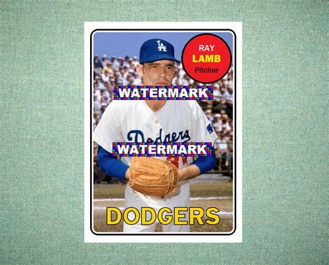 Ray Lamb Los Angeles Dodgers Custom Baseball Card Style Etsy