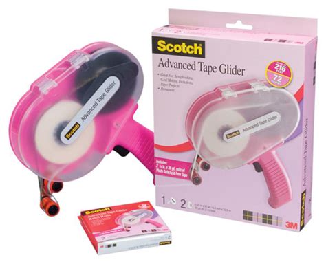 Scotch 3m Atg Pink 14 Tape Glider Gun W 2 Rolls Tape 1 Box Refills