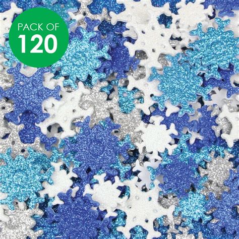 Foam Glitter Snowflake Stickers - Pack of 120 | Foam | CleverPatch ...