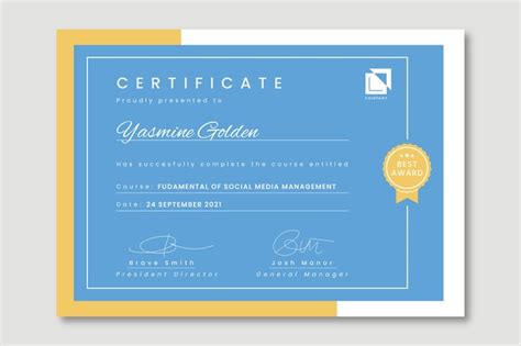 Certificado profesional de gestión de redes sociales duotono Vector