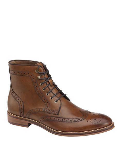 Lyst Johnston And Murphy Conard Leather Wingtip Boots In Brown For Men