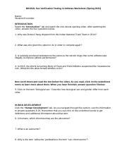Sex Verification Testing Worksheet Bio L Spring Docx Bio L
