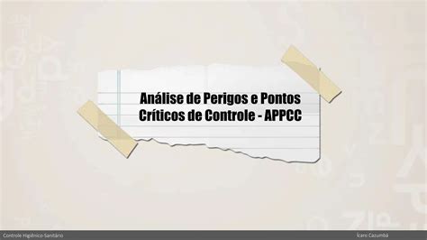 Aula An Lise De Perigos E Pontos Cr Ticos De Controle Ppt